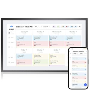 LOOFII 10.1 Inch Smart Digital Calendar – HD Touchscreen Family Planner & Calendar with Chore Chart & Meal Planner (Black White)