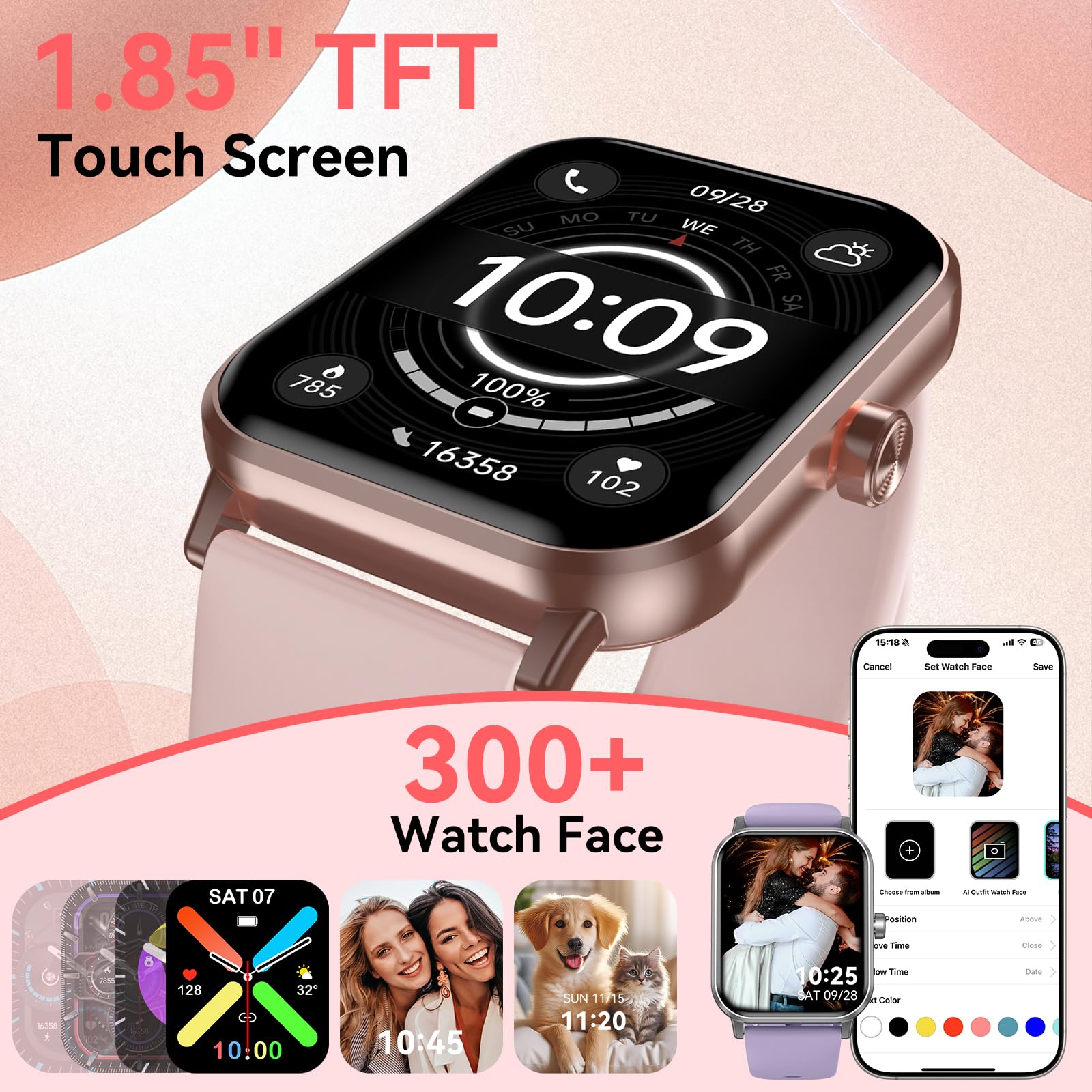 QONBINK Smart Watch for Men Women (Answer/Make Call) 1.85
