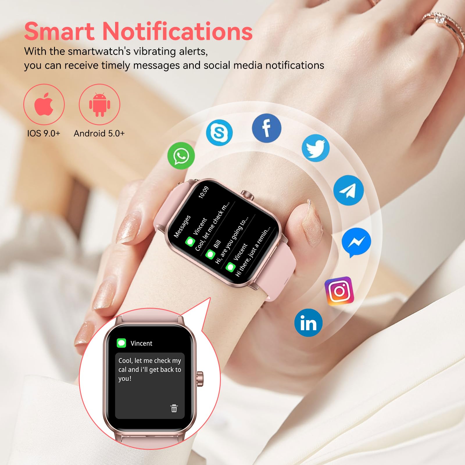 QONBINK Smart Watch for Men Women (Answer/Make Call) 1.85