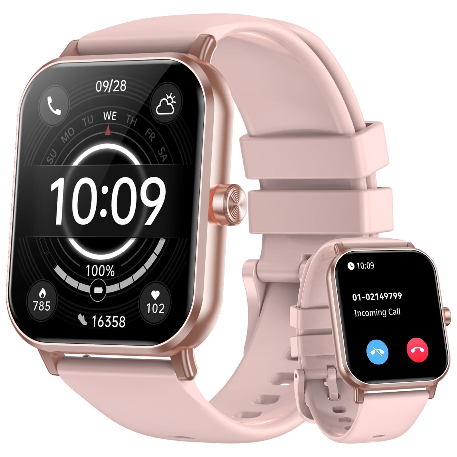 QONBINK Smart Watch for Men Women (Answer/Make Call) 1.85″ HD Touch Screen Fitness Tracker, 120+ Sport Modes, 24/7 Heart Rate/Sleep Monitor/Pedometer/Calories, Fitness Watch for Android/iOS (Black)