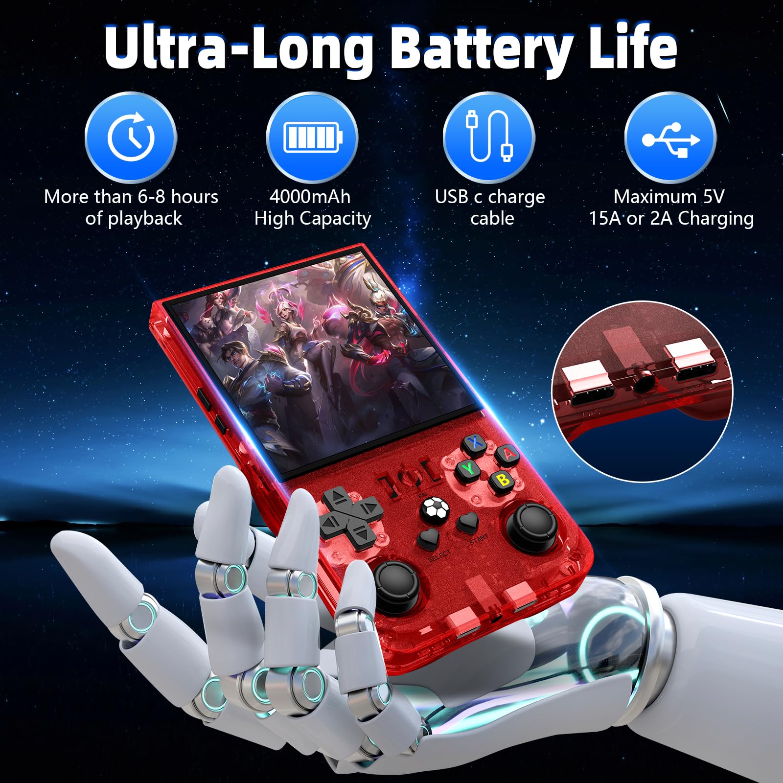 R36MAX Retro Handheld Game Console, 18000+ HD Games Mini Retro Video Console, 4.0 Inch IPS Screen, 64GB Memory, Portable Arcade Video Gaming Console Gift for Adults, Black