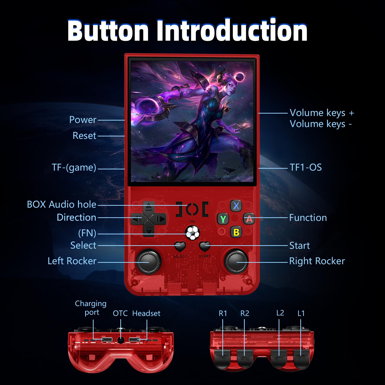 R36MAX Retro Handheld Game Console, 18000+ HD Games Mini Retro Video Console, 4.0 Inch IPS Screen, 64GB Memory, Portable Arcade Video Gaming Console Gift for Adults, Black