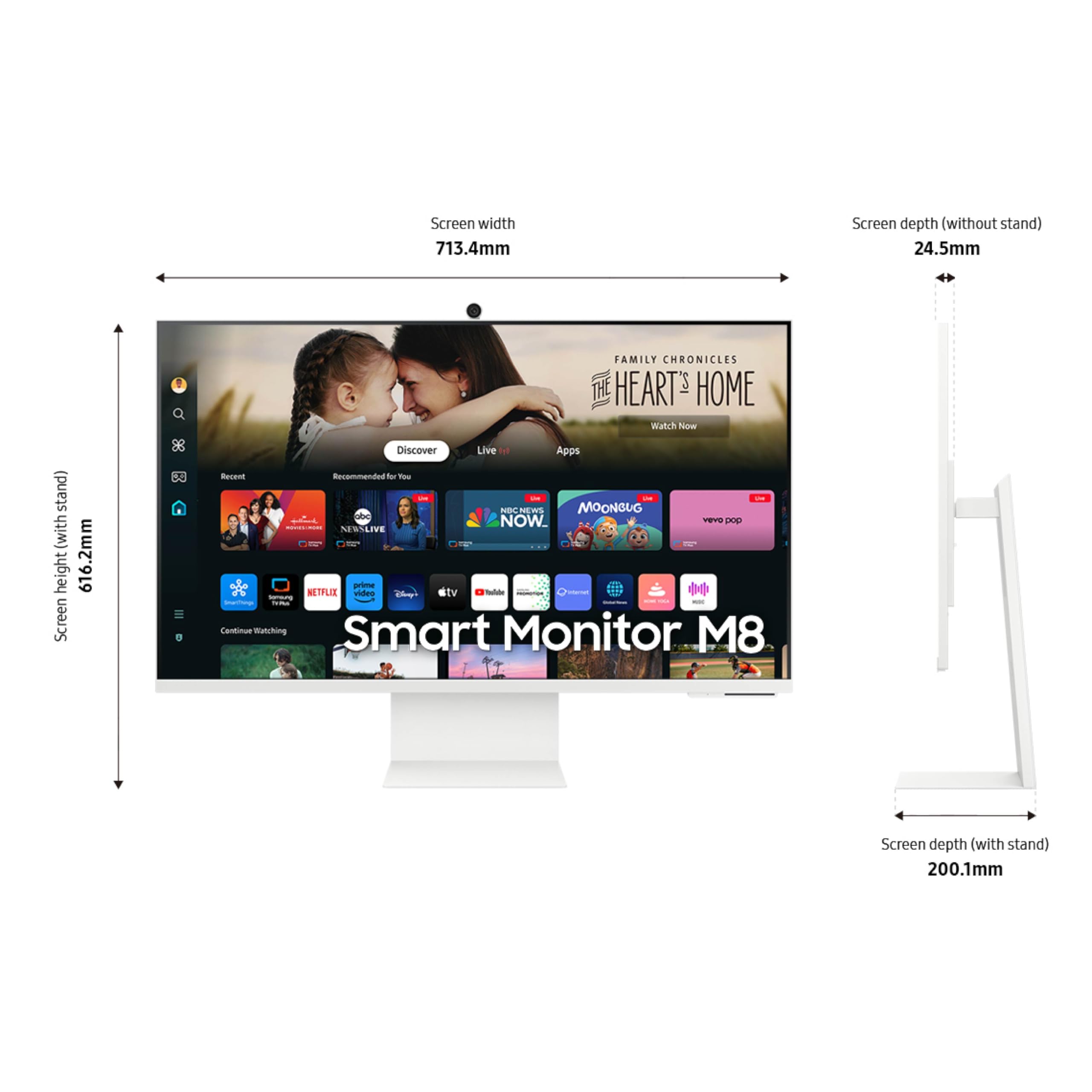 SAMSUNG 32-Inch M8 (M80D) Series 4K UHD Smart Monitor with Streaming TV, Speakers, HDR10+, AI Upscaling, USB-C, Ergonomic Stand, SlimFit Camera, Gaming Hub, LS32DM801UNXZA, 2024
