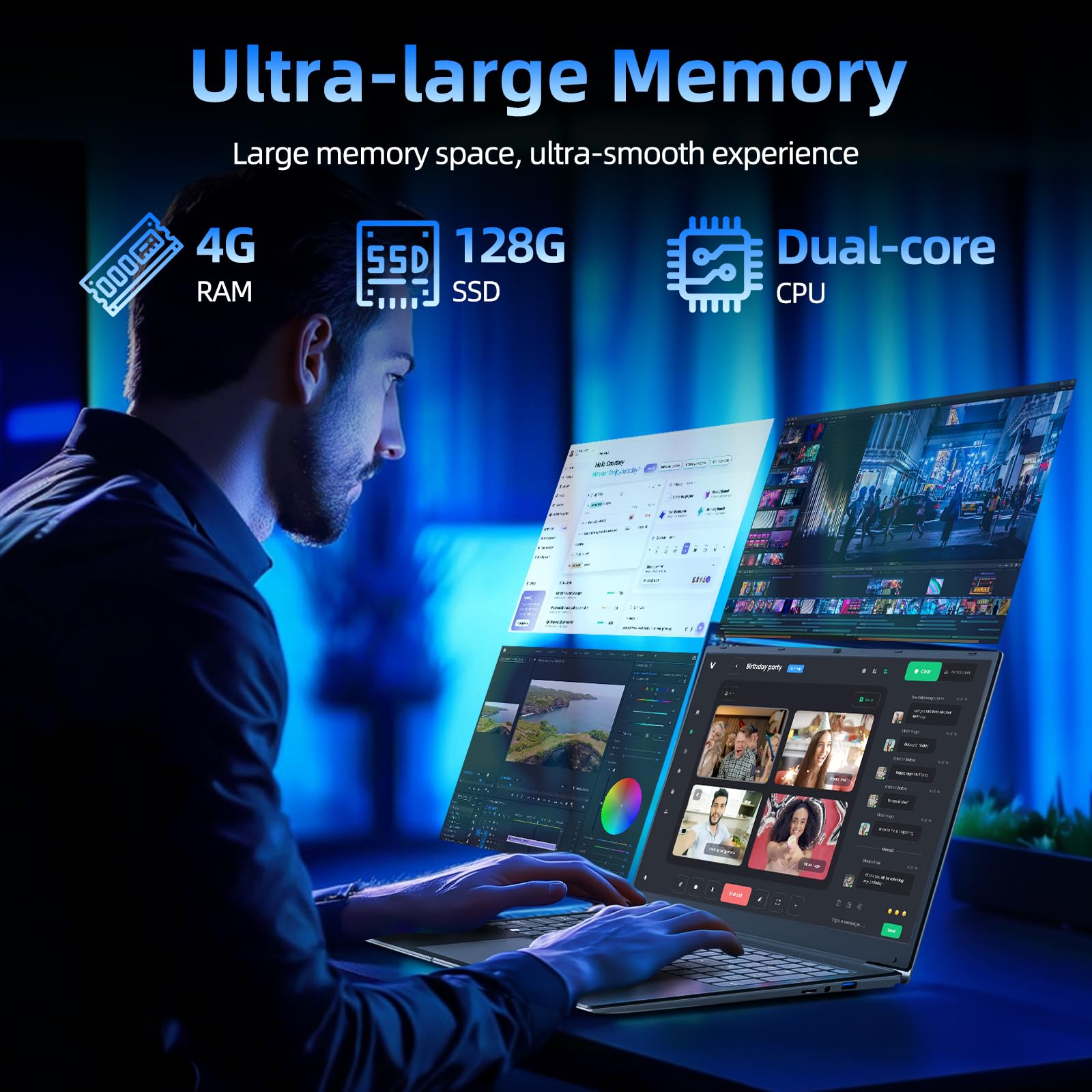 SGIN 17.3 Inch Laptop Computer, Windows 11 Laptops with Celeron I3 Processor, 4GB DDR3 128GB SSD, 60800mWh Battery, FHD IPS Display, HDMI, Type-C, Numpad, 5G WiFi, BT4.2, for Business and Students