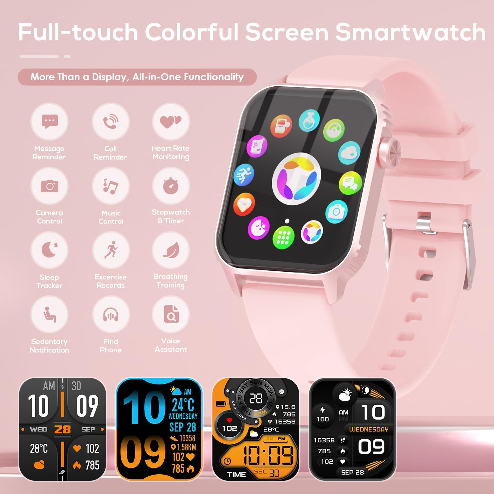 TRAUSI Smart Watches for Women Men, 1.83 inches HD Smartwatch with 120 Sports Modes, Heart Rate/Sleep Monitor, IP67 Waterproof, Bluetooth Call & Music Control for iPhone/Android