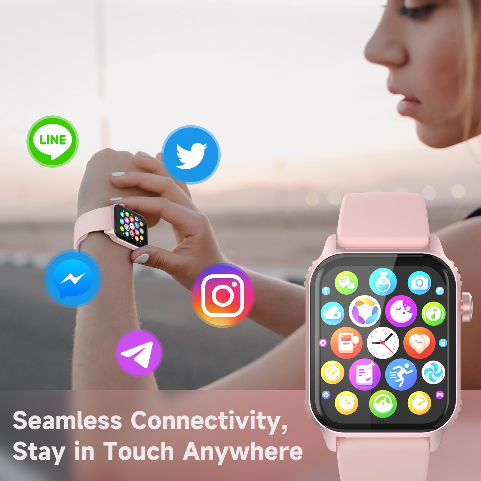 TRAUSI Smart Watches for Women Men, 1.83 inches HD Smartwatch with 120 Sports Modes, Heart Rate/Sleep Monitor, IP67 Waterproof, Bluetooth Call & Music Control for iPhone/Android
