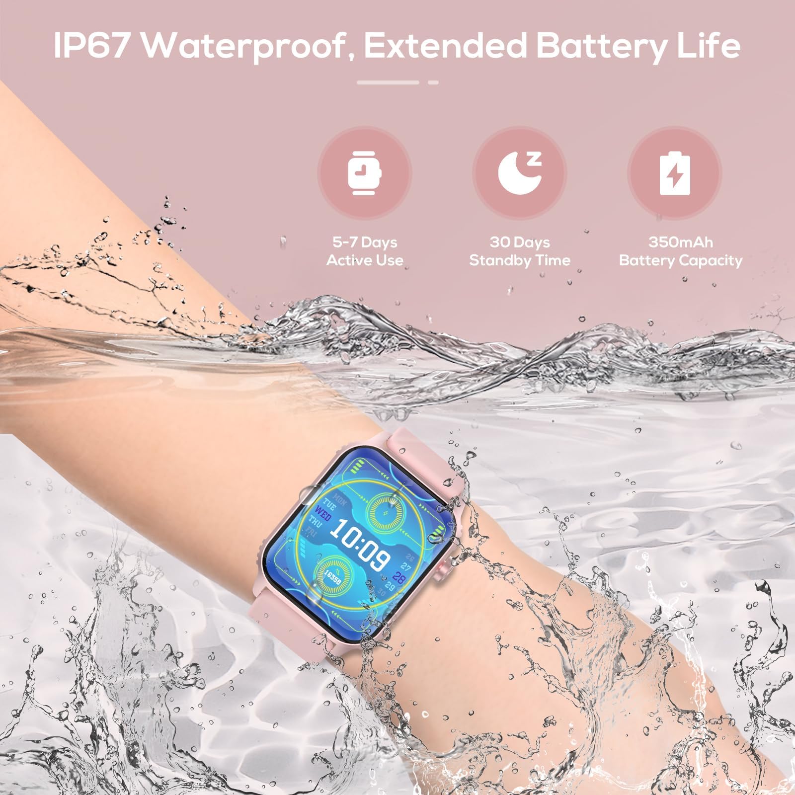 TRAUSI Smart Watches for Women Men, 1.83 inches HD Smartwatch with 120 Sports Modes, Heart Rate/Sleep Monitor, IP67 Waterproof, Bluetooth Call & Music Control for iPhone/Android
