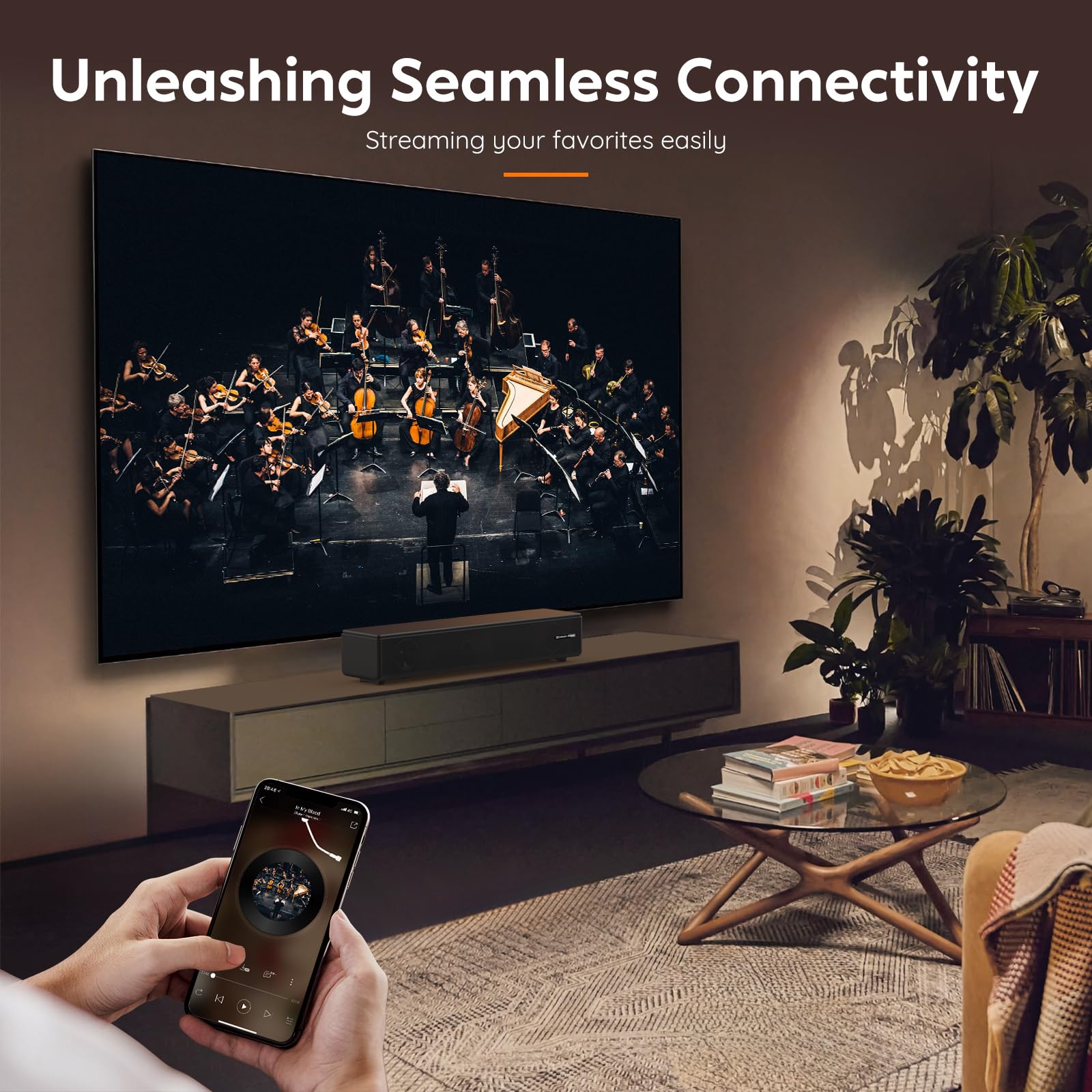 TV Sound Bar, Soundbar with RGB LED Lights & 2.1CH Bluetooth Speaker Surround System, 180W Surround Sound, AUX/Optical/HDMI ARC Home Theater Speaker, 2 in 1 Detachable for Smart TV/Projector/Gaming/PC