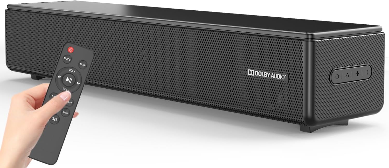 TV Sound Bar, Soundbar with RGB LED Lights & 2.1CH Bluetooth Speaker Surround System, 180W Surround Sound, AUX/Optical/HDMI ARC Home Theater Speaker, 2 in 1 Detachable for Smart TV/Projector/Gaming/PC