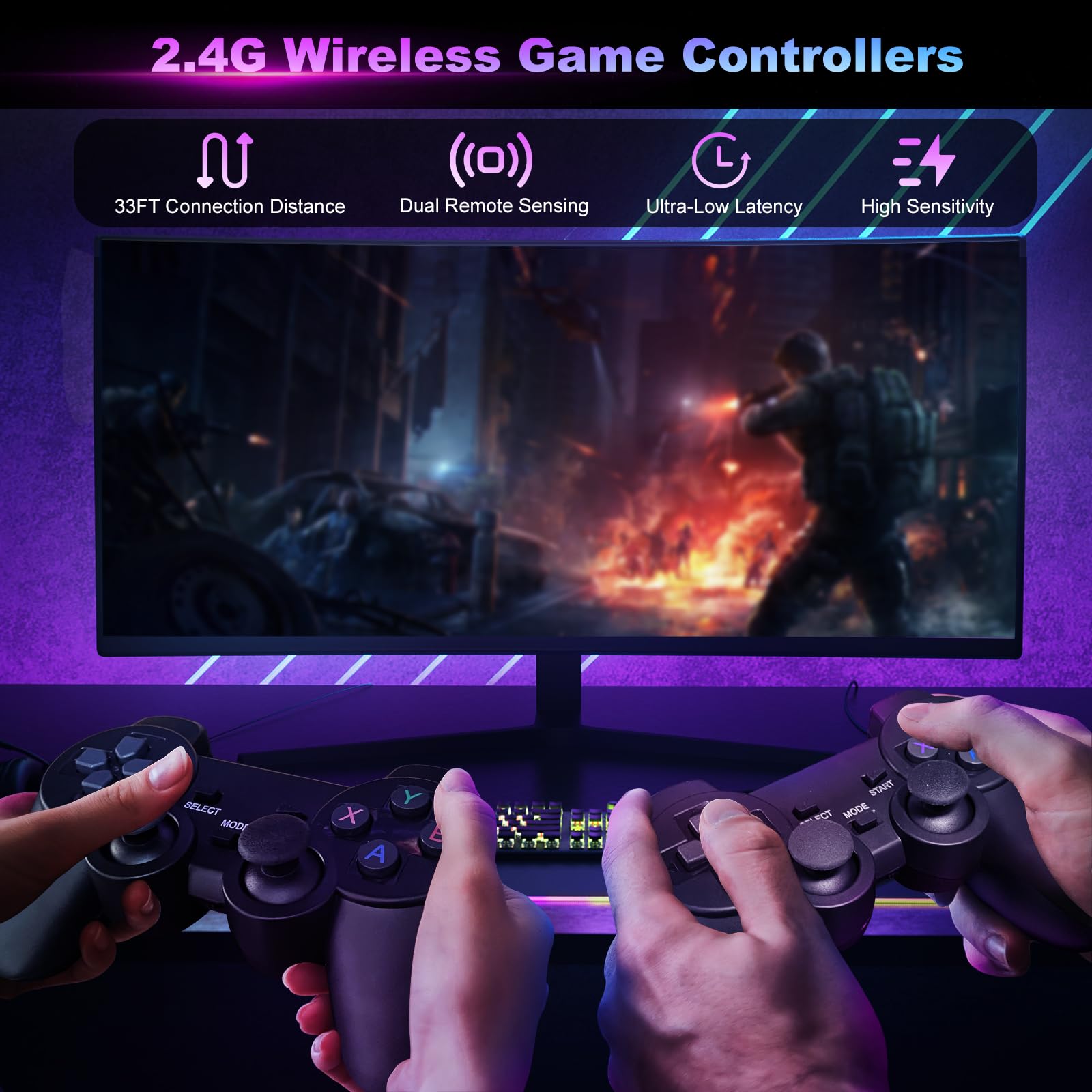 Wireless Retro Gaming Console, 20000+ Retro Game Stick Pro with 15 Emulator, 4K HDMI Output, Plug & Play Classic Video Gaming Stick with Dual 2.4G Wireless Game Controllers for TV, Gifts (64GB)