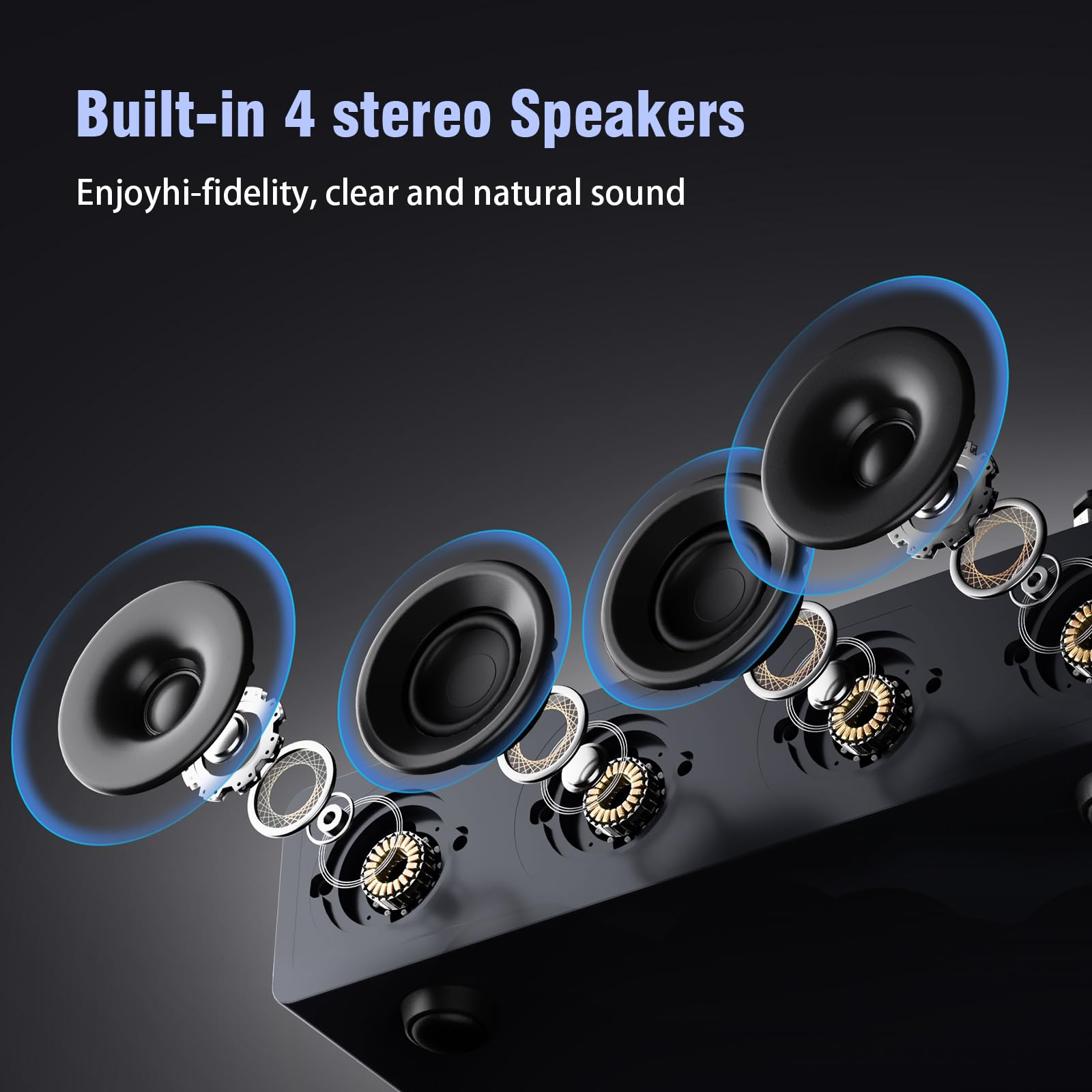 1 by ONE Bluetooth Turntable HiFi System with 36 Watt Bookshelf Speakers, Patend Designed Vinyl Record Player with Magnetic Cartridge, Bluetooth Playback and Auto Off