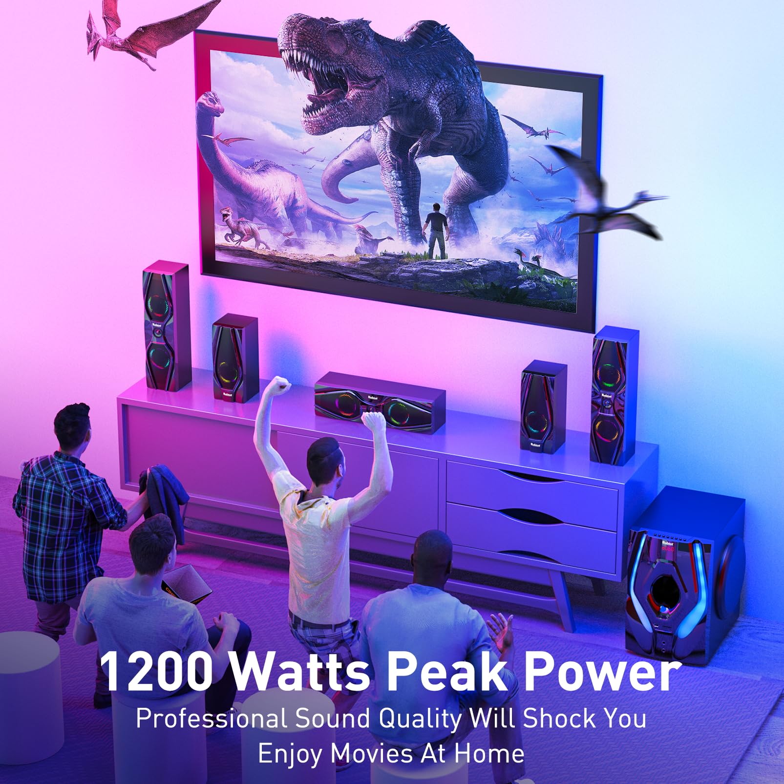 Bobtot Surround Sound Systems Home Theater System - 1200 Watts Peak Power 10