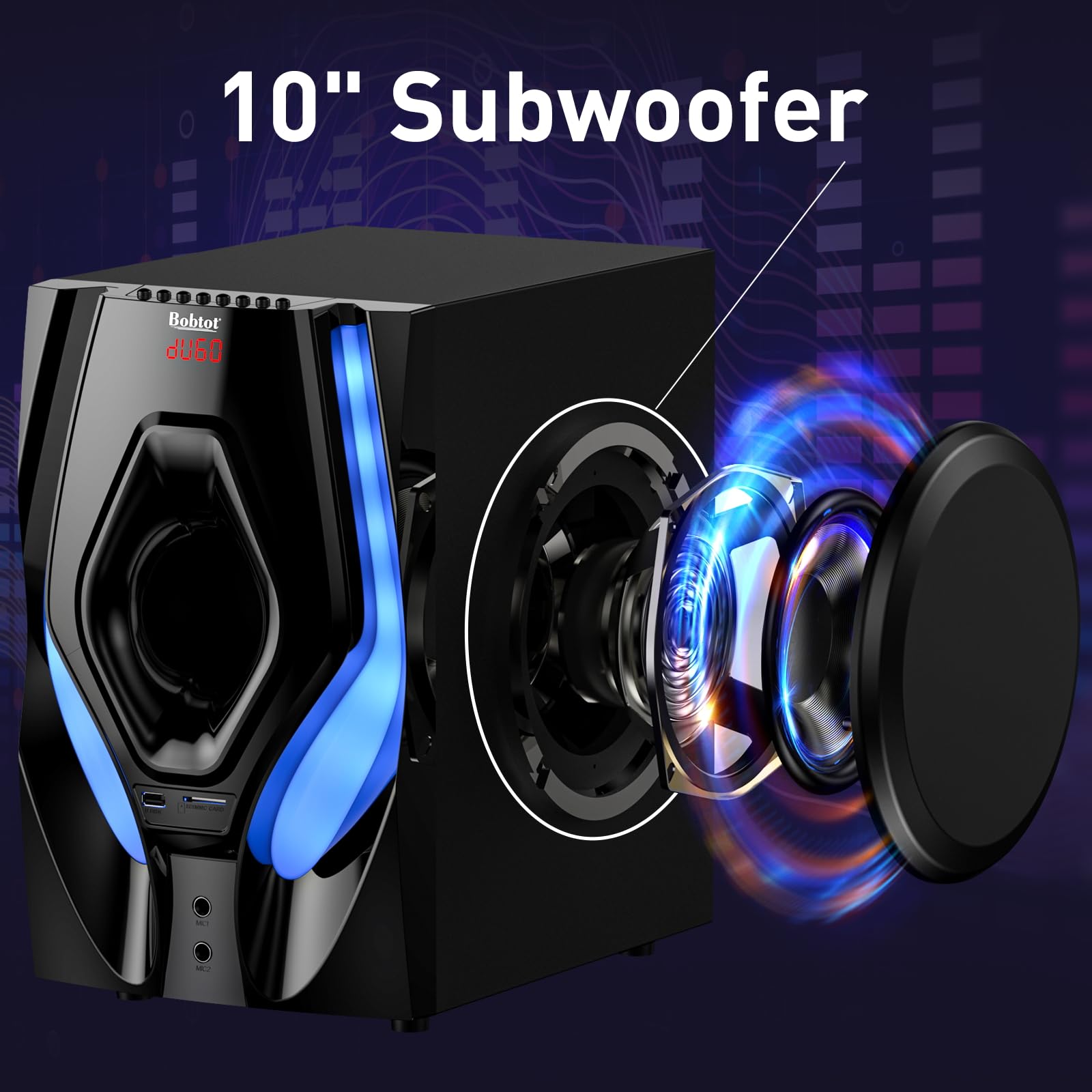 Bobtot Surround Sound Systems Home Theater System - 1200 Watts Peak Power 10