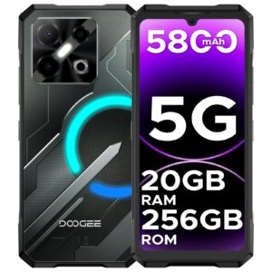 DOOGEE Blade GT Play Rugged Smartphone 5G Unlocked with RGB LED Light Effect,20GB+256GB/2TB Rugged Cellphones, 6.72″ FHD+120Hz Rugged Phone,10.5mm Ultra-Thin,50MP AI Camera,5800mAh/Fingerprint/NFC