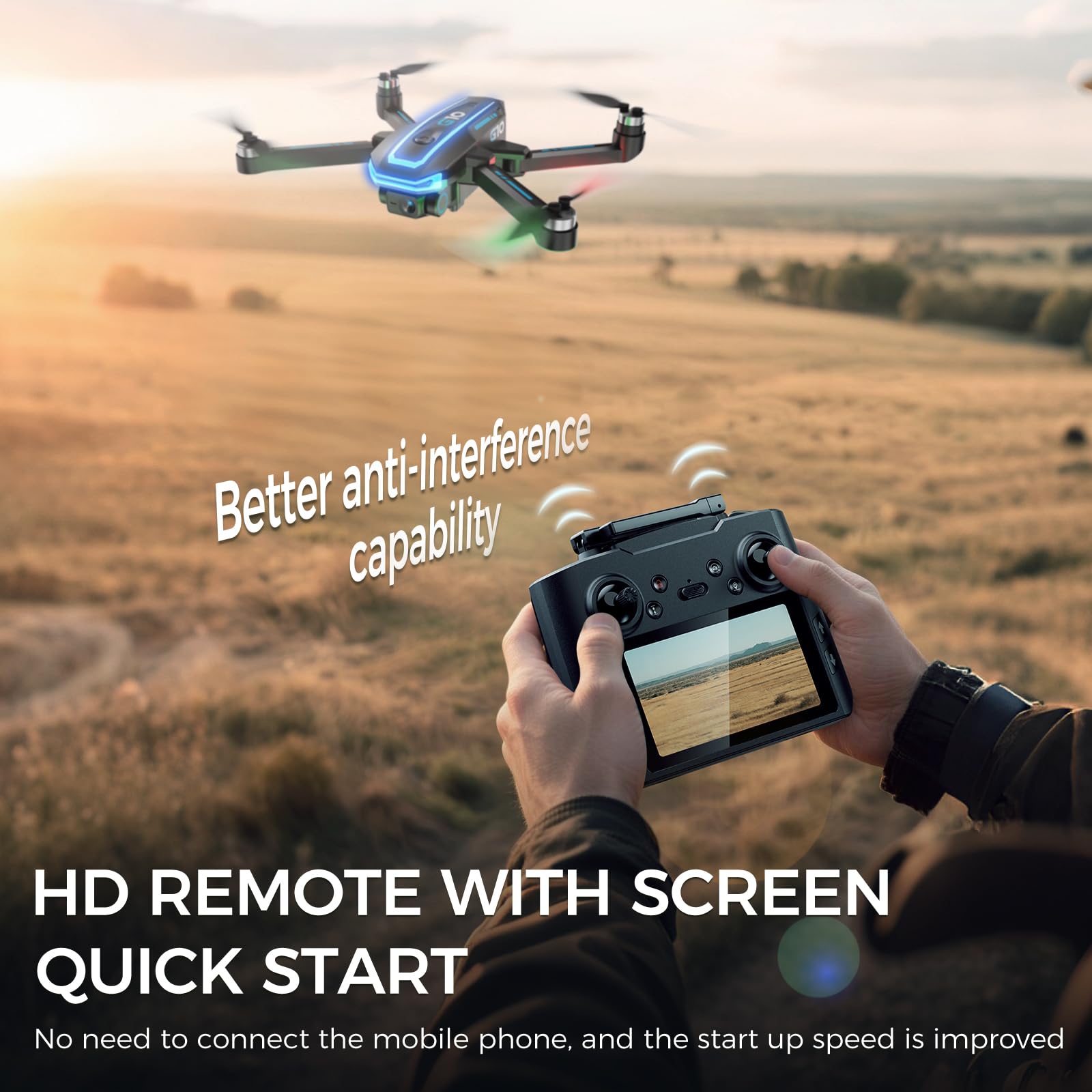 GPS Drones with 4K Camera for Adults with HD Screen on Controller and Follow Me Mode,Long Flight Time and Distance,Transmission and GPS Auto Return,G10 RC Quadcopter Easy fly for Beginner and Kids,Under 249g