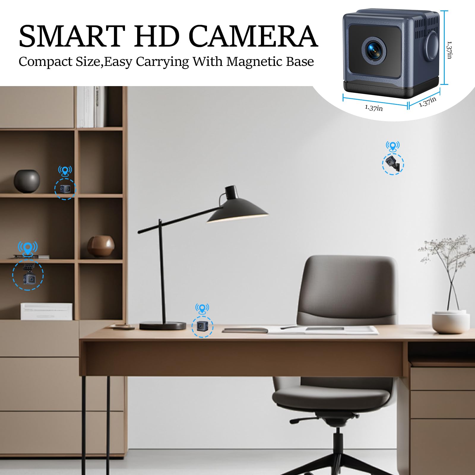 HD Mini Home Security Camera with Night Vision 4K Mini Nanny Camera with App Control for Home Office Security and Baby and Pet Monitoring (Video Only) (Black)