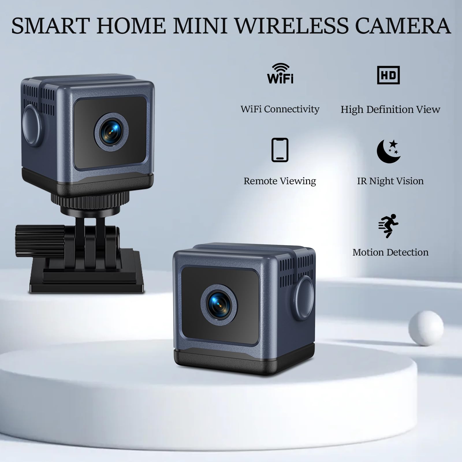 HD Mini Home Security Camera with Night Vision 4K Mini Nanny Camera with App Control for Home Office Security and Baby and Pet Monitoring (Video Only) (Black)