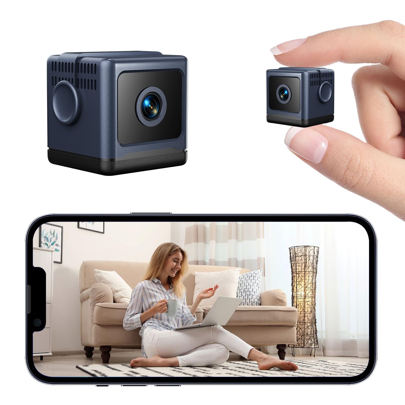 HD Mini Home Security Camera with Night Vision 4K Mini Nanny Camera with App Control for Home Office Security and Baby and Pet Monitoring (Video Only) (Black)
