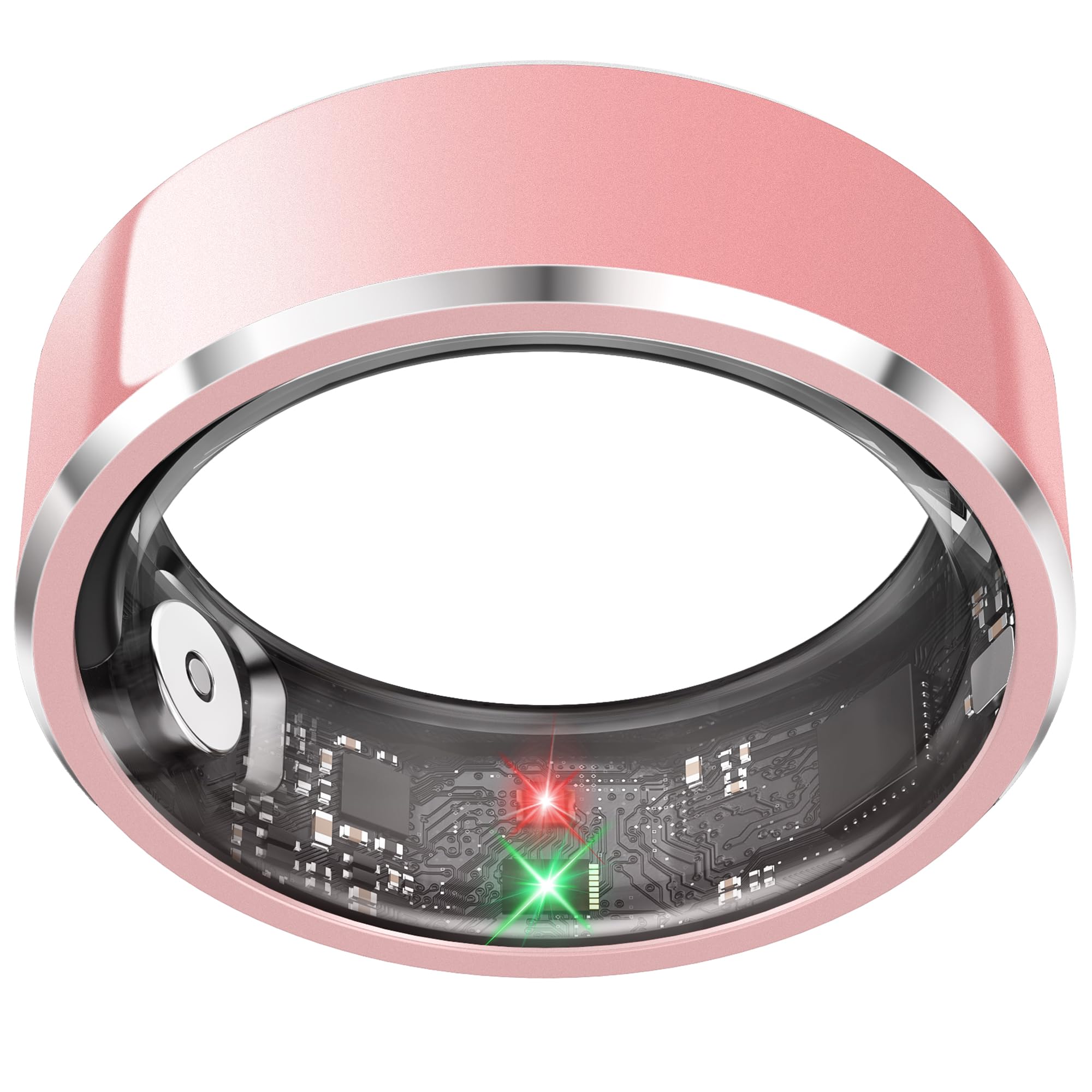 Health Smart Ring for Men Women, Fitness Tracker with Heart Rate/Blood Pressure/Blood Oxygen Monitor,Sleep Tracker,Pedometer, IP68 Waterproof Ring for iPhone&Android, No Subscription (Pink, Size9）