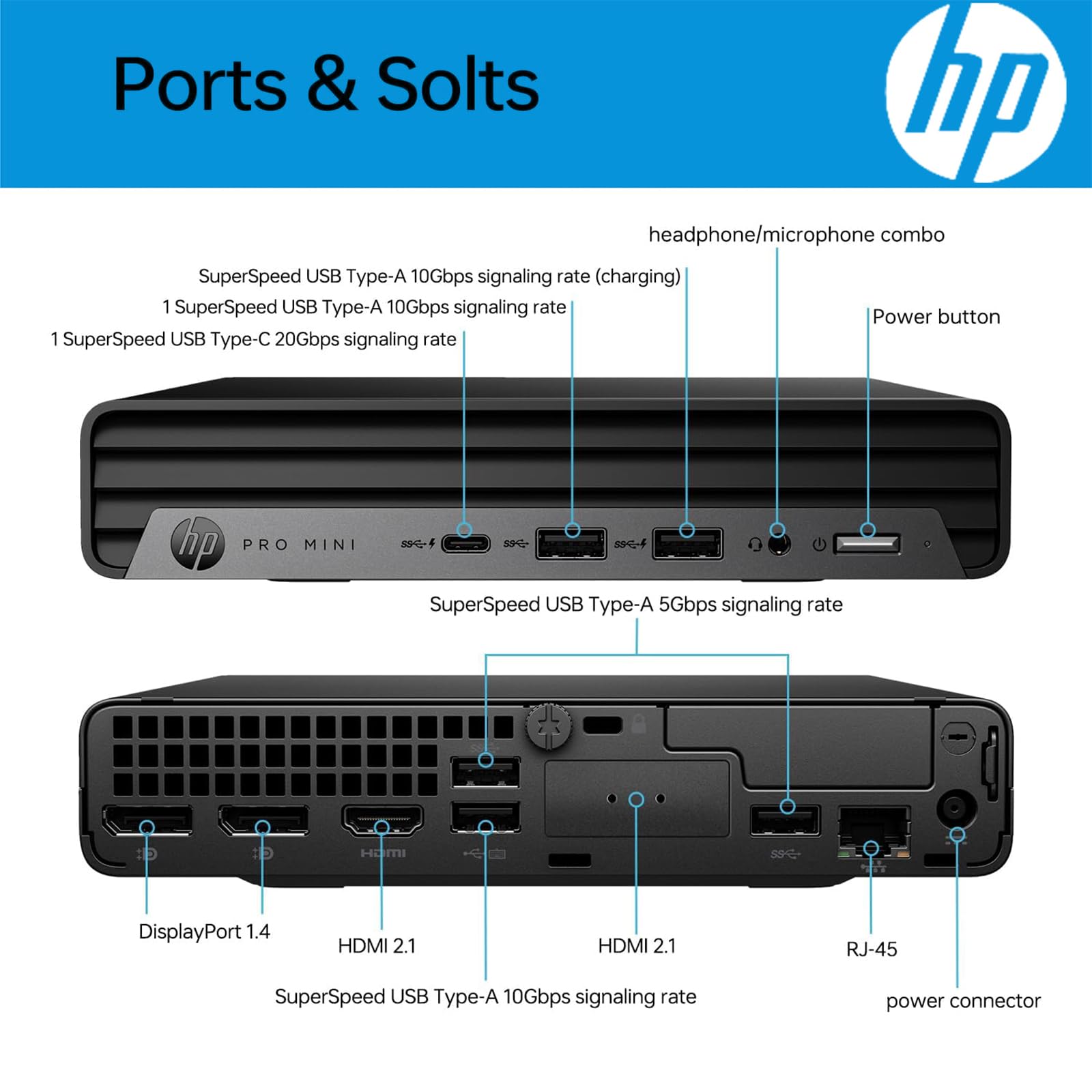 HP Pro 400 G9 Mini PC Desktop Computer, Intel CPU, 16GB DDR5 RAM, 256GB PCIe SSD, Triple 4K Display Support, USB-C, Ultra-Quiet Design, Bluetooth 5.2, WiFi 6, Keyboard and Mouse, Windows 11 Pro