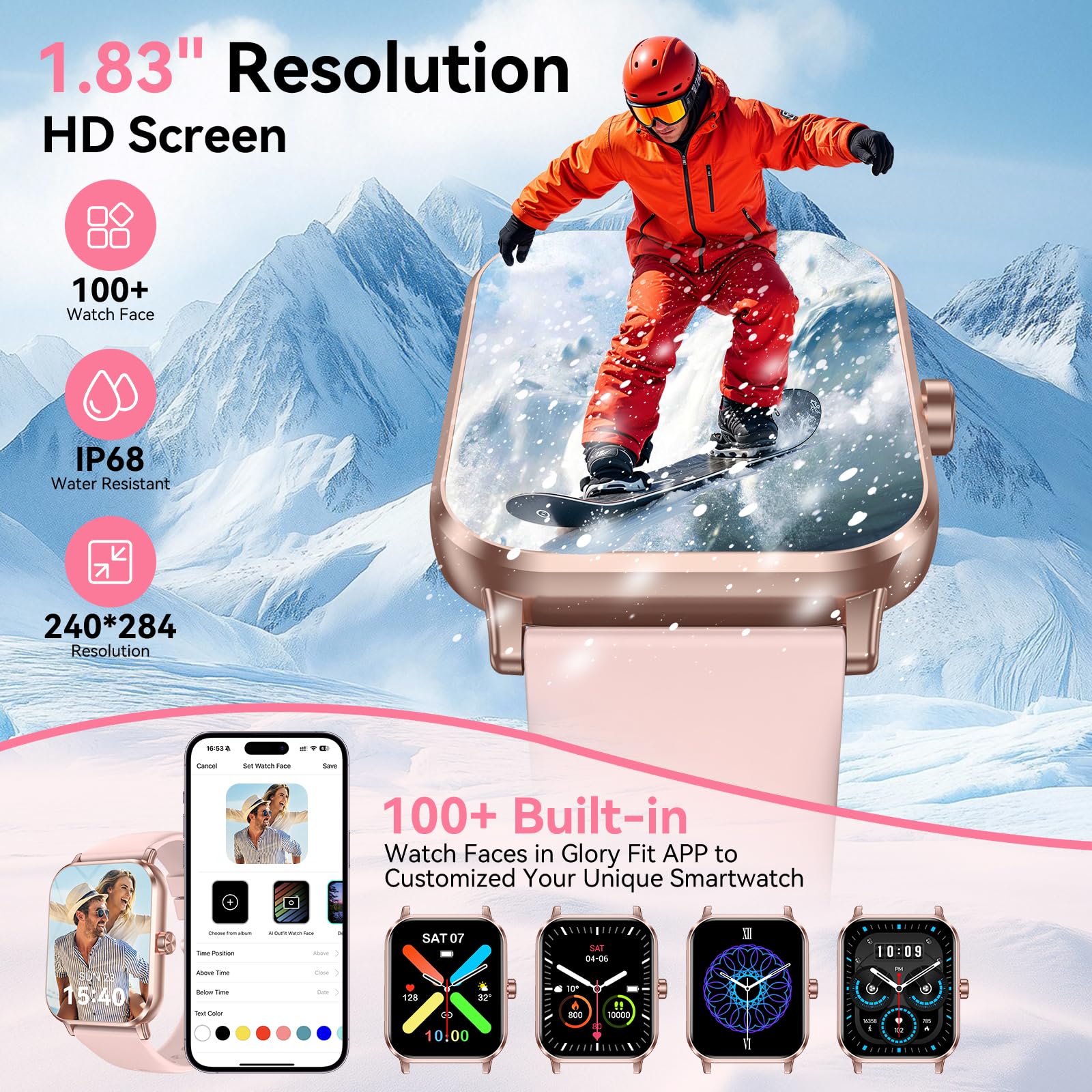 Jacoosa Smart Watch for Men Women, 1.83
