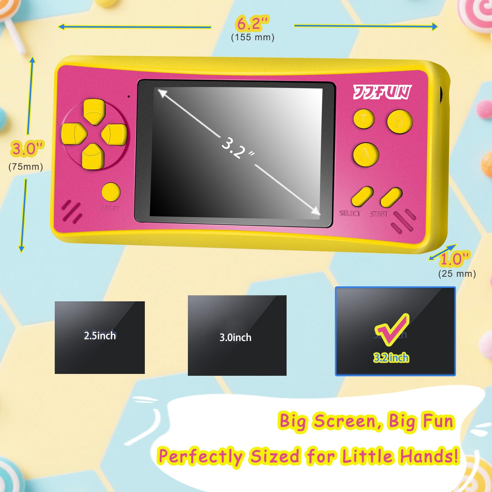JJFUN Portable Game Console for Kids – 3.2