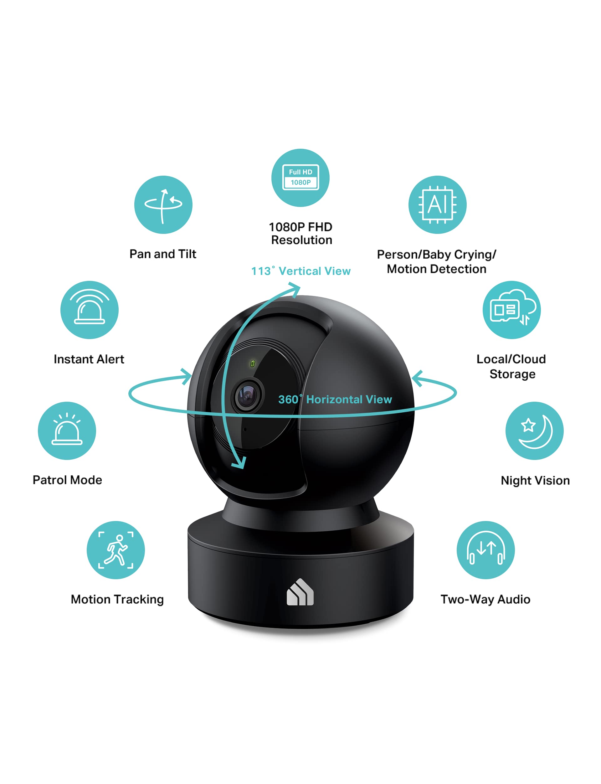 Kasa Indoor Pan/Tilt Smart Security Camera, 1080p HD Dog-Camera,2.4GHz with Night Vision,Motion Detection for Baby and Pet Monitor, Cloud & SD Card Storage, Works with Alexa& Google Home (EC70), White
