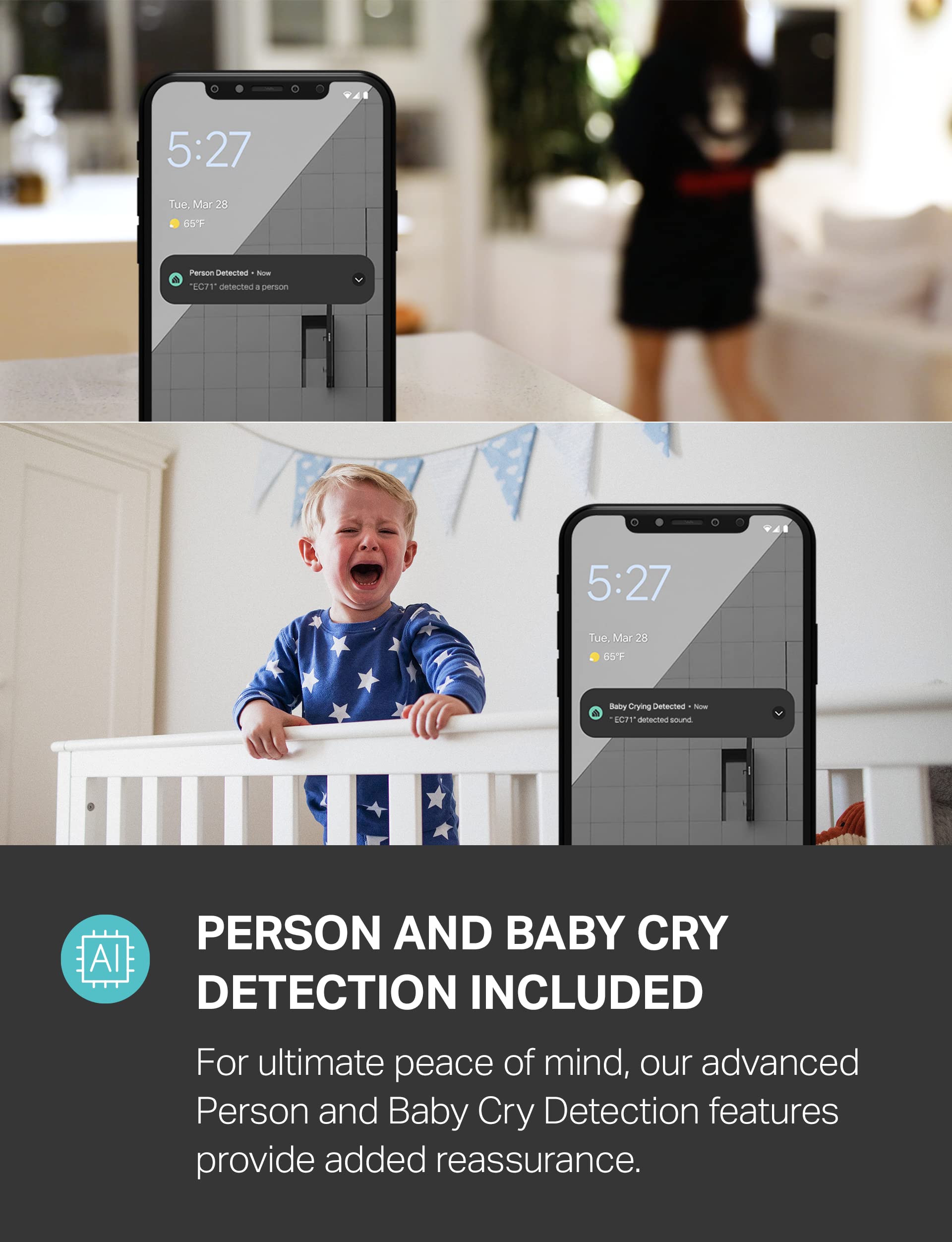 Kasa Indoor Pan/Tilt Smart Security Camera, 1080p HD Dog-Camera,2.4GHz with Night Vision,Motion Detection for Baby and Pet Monitor, Cloud & SD Card Storage, Works with Alexa& Google Home (EC70), White