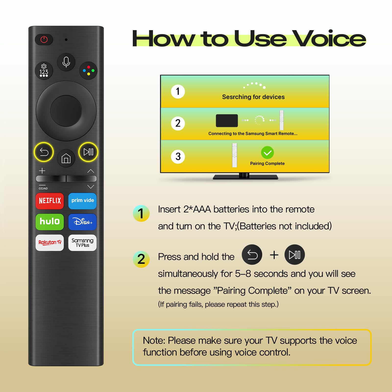 New Replaced Voice Remote for Samsung TV Remote, Upgraded Replacement for Samsung Remote Control for Smart TV, for Frame Tv Remotes with Voice Function, 6 Shortcut Buttons