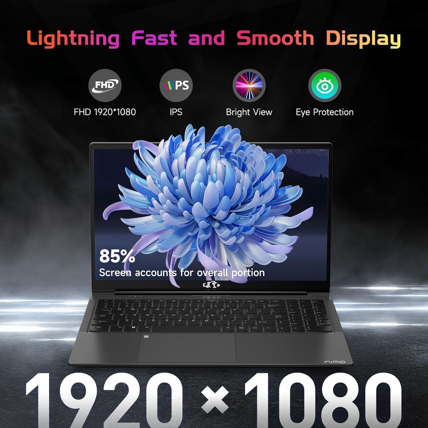 NIMO 15.6 IPS-FHD-Laptop, 16GB RAM 1TB SSD Intel Pentium Quad Core N100, Backlit Keyboard Fingerprint (Beat to i3-1115G4 Up to 3.4GHz) Computer for Student-Home WiFi 6 BT5.2 Win 11