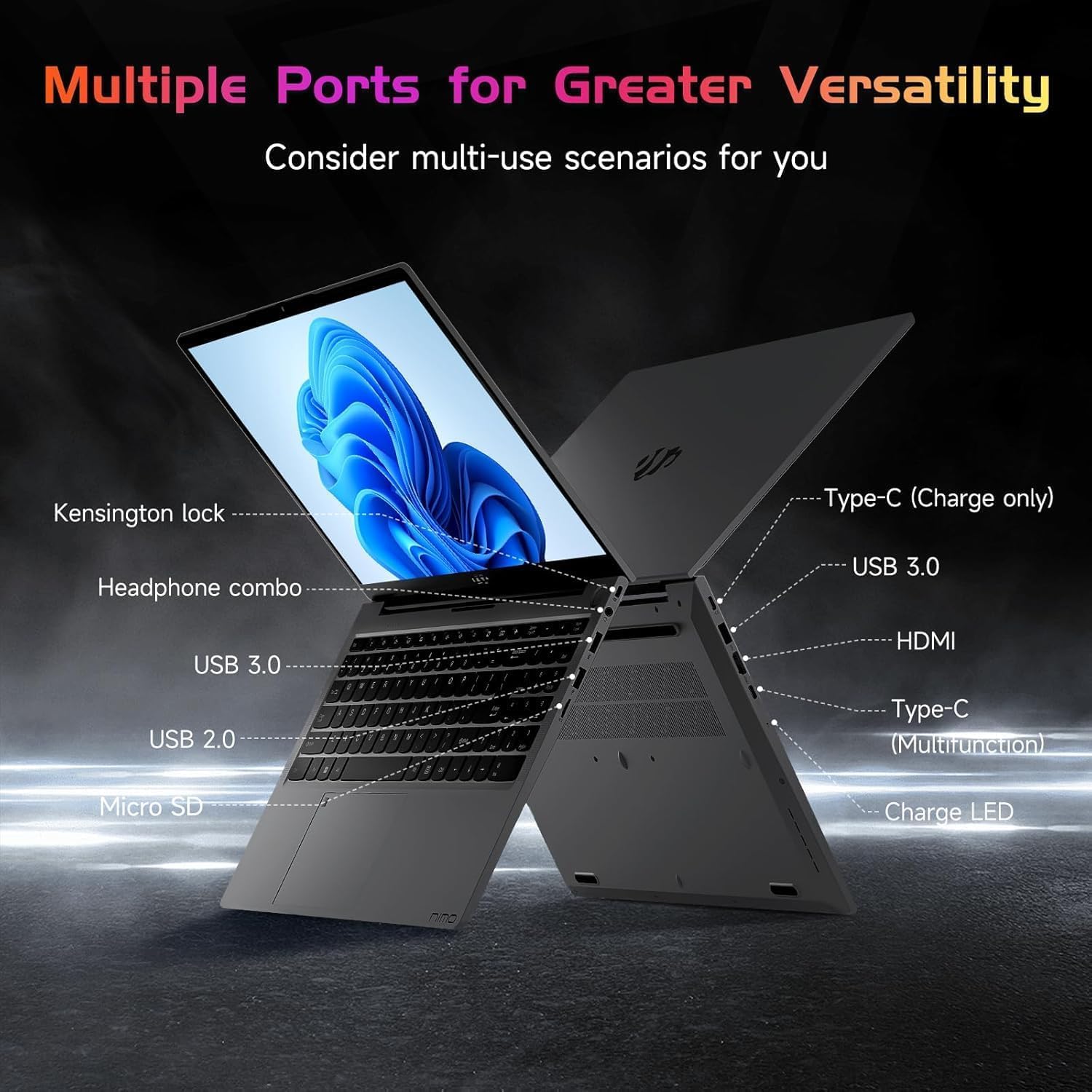 NIMO 15.6 IPS-FHD-Laptop, 16GB RAM 1TB SSD Intel Pentium Quad Core N100, Backlit Keyboard Fingerprint (Beat to i3-1115G4 Up to 3.4GHz) Computer for Student-Home WiFi 6 BT5.2 Win 11