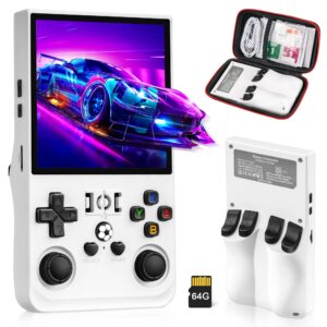 R36MAX Retro Game Console, Handheld Game Console with 4.0-in IPS HD Screen，Video Game Consoles with 64GB Memory and 18,000+ Retro Games, Portable Games Consoles with Storage Bag（Black）