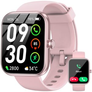 Smart Watch with Alexa Built-in, 1.83″ HD Touchscreen Fitness Tracker, Bluetooth Notifications/Calls, IP68 Waterproof, 120+ Sport Modes, 24/7 Heart Rate & Sleep Monitor for iPhone Android iOS (Pink)