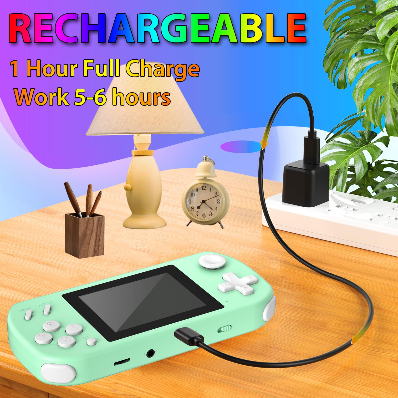 TEBIYOU Handheld Games for Kids Built-in 218 Video Games, Portable Kids Travel Toys for Ages 4-13 with Rechargeable Battery 3.0