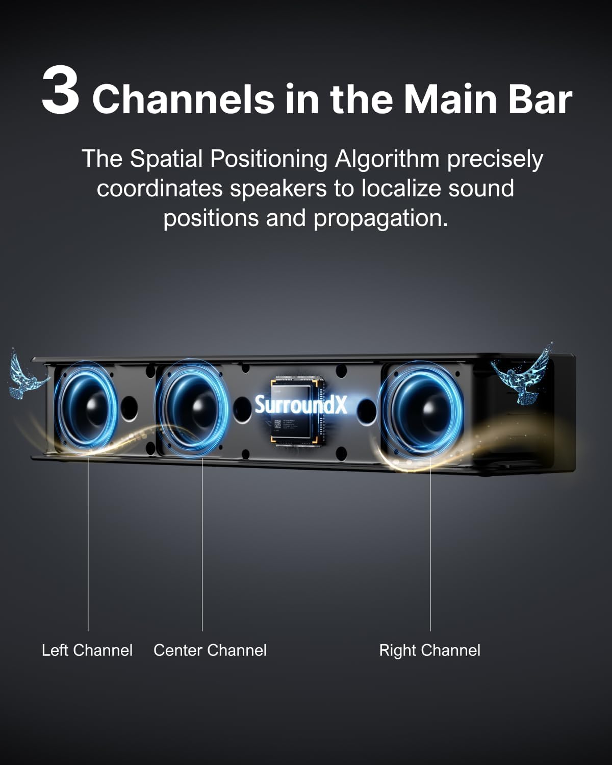 ULTIMEA 5.1 Sound Bar for Smart TV, Virtual Surround Sound System for TV, 320W Peak Power, Adjustable Surround Speakers and Subwoofer, APP Control, Home Theater Soundbar Poseidon D50(2025 New Model)