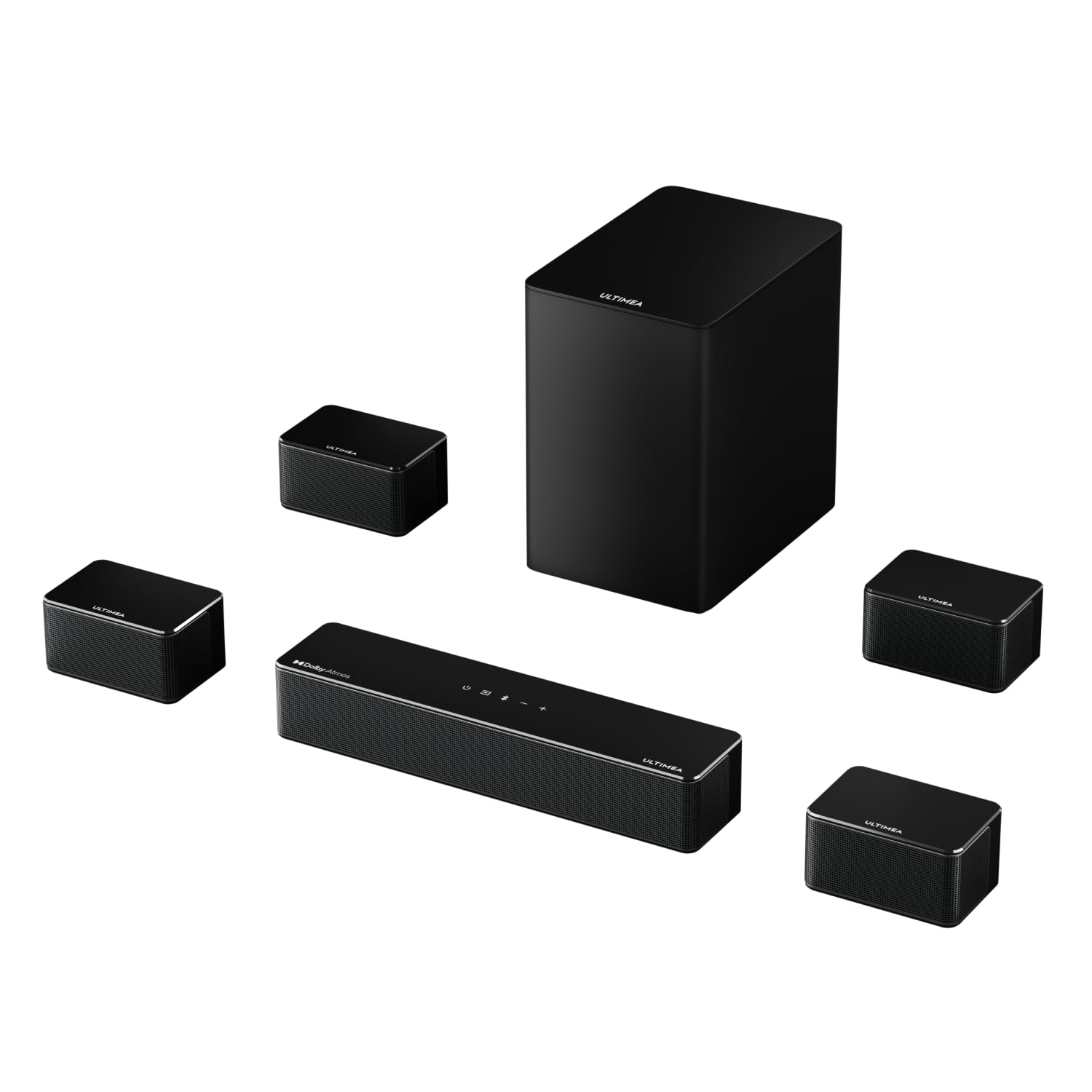 ULTIMEA 5.1 Sound Bar for Smart TV, Virtual Surround Sound System for TV, 320W Peak Power, Adjustable Surround Speakers and Subwoofer, APP Control, Home Theater Soundbar Poseidon D50(2025 New Model)