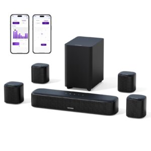 ULTIMEA Aura A40 7.1ch Surround Sound Bar for Smart TV with Subwoofer & 4 Surround Speakers, 330W Home Theater Audio System, Virtual Surround, App Control, Optical AUX BT