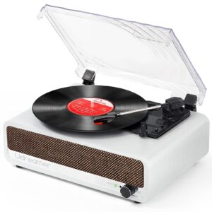 Vinyl Record Player with Upgraded Speakers Bluetooth Turntable Support USB AUX-in Headphone RCA Line-Out Auto-Stop 3 Speed Belt-Driven Vintage Portable Vinyl Player Mirror Design