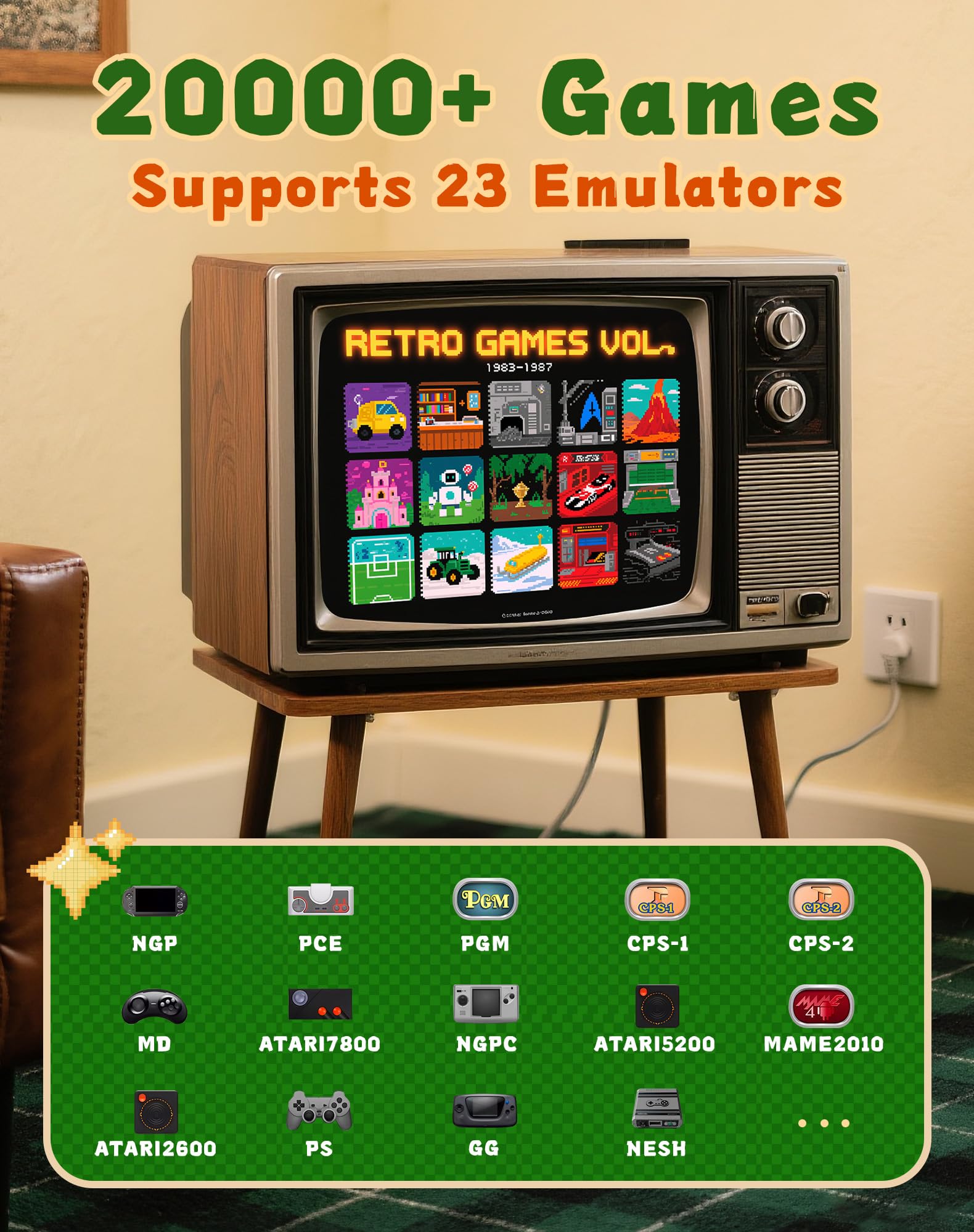 2025 New Upgrade Retro Gaming Console Pro, Vide Game Consoles with 4K HDMI, Built-in 20000+ Games & 23 Emulators, Plug and Play Video Gaming Consoles with Upgrade Dual 2.4G Wireless Controllers (64G)