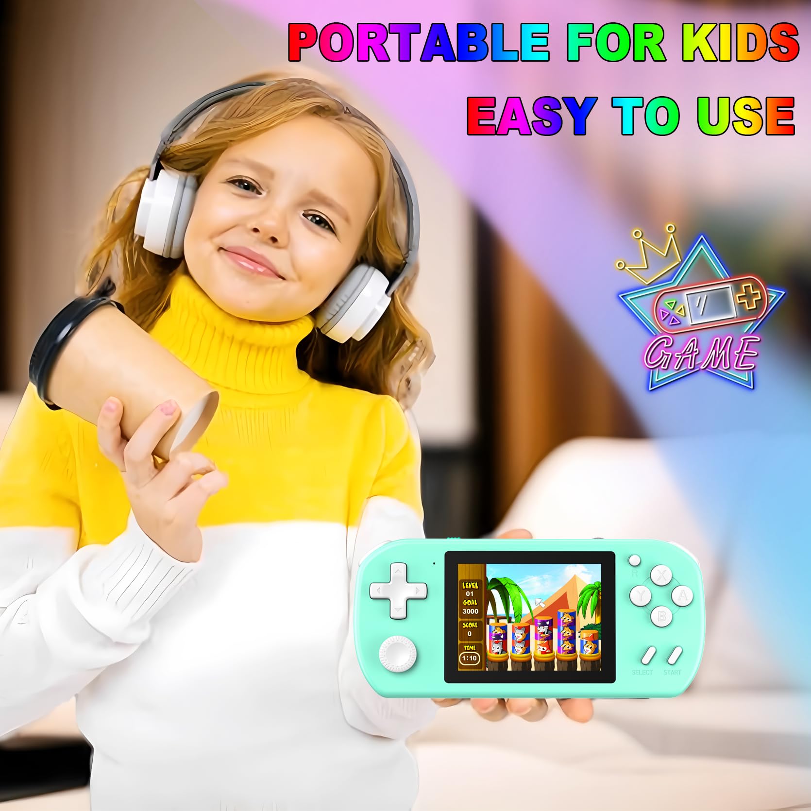 CCTU Handheld Games for Kids Preloaded 218 Retro Video Games, Portable Gaming System with 3.0