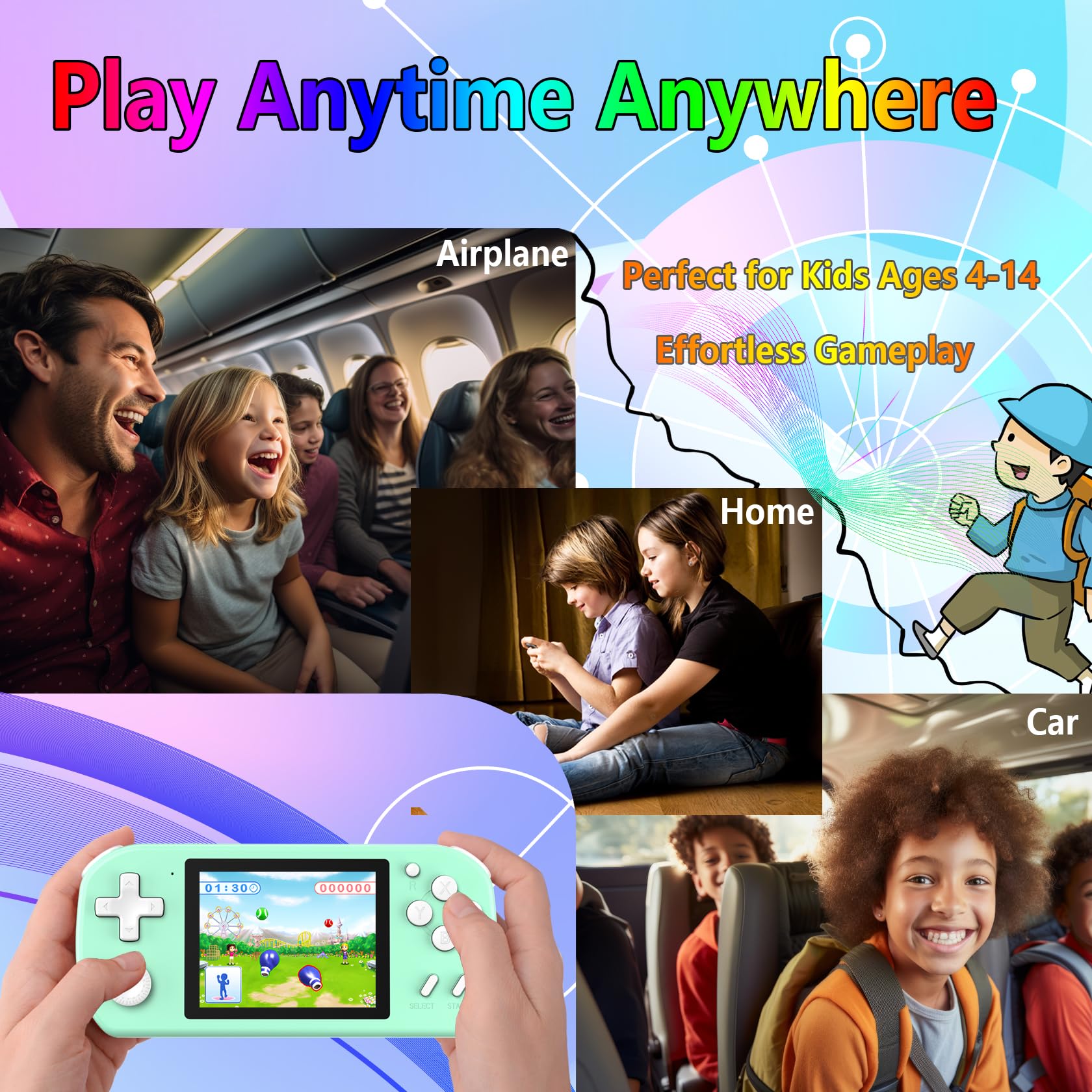 CCTU Handheld Games for Kids Preloaded 218 Retro Video Games, Portable Gaming System with 3.0
