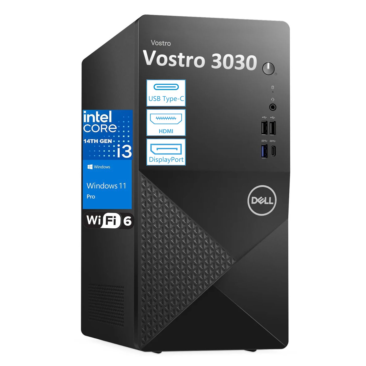 Dell Tower PC Desktop Computer for Home & Business, 14th Gen Intel Core i3-14100 (Beat i5-12400), 32GB DDR5 RAM, 1TB PCIe SSD, WiFi 6, Bluetooth, Windows 11 Pro