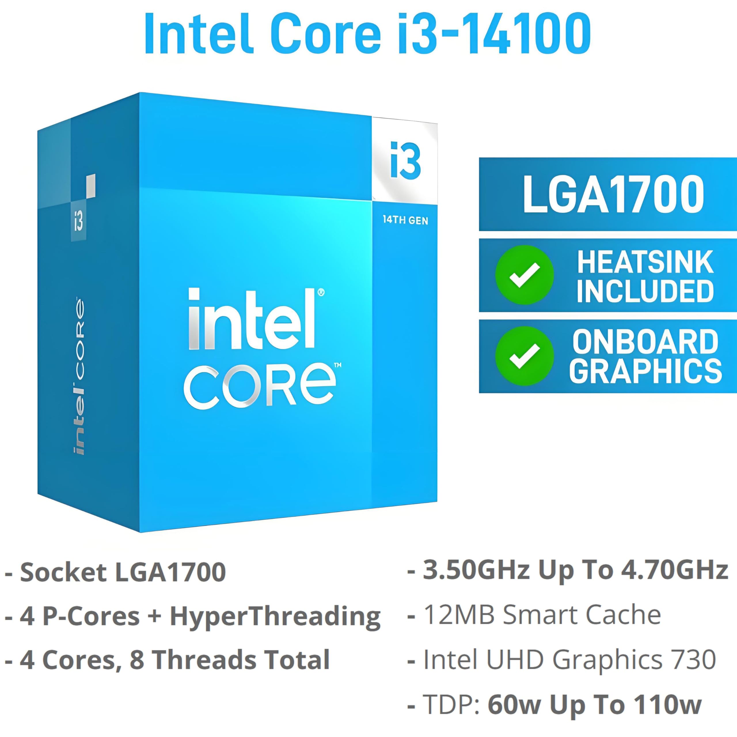 Dell Tower PC Desktop Computer for Home & Business, 14th Gen Intel Core i3-14100 (Beat i5-12400), 32GB DDR5 RAM, 1TB PCIe SSD, WiFi 6, Bluetooth, Windows 11 Pro