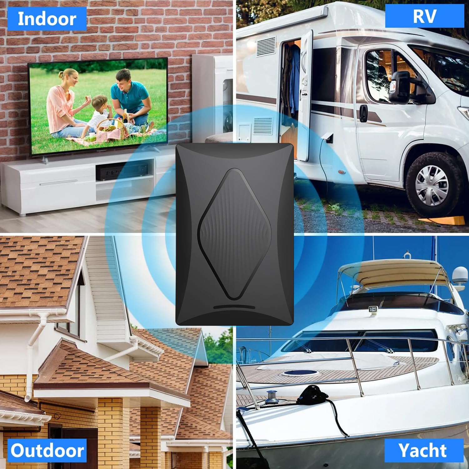 Digital TV Antenna with Signal Booster – 4K 1080p HD Support, Long Range, 360° Reception
