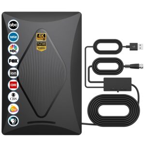 Digital TV Antenna with Signal Booster – 4K 1080p HD Support, Long Range, 360° Reception
