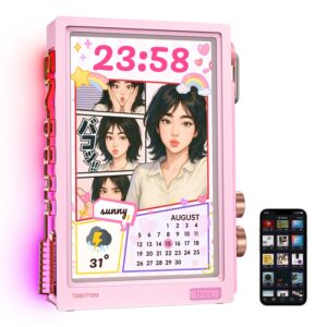 Divoom Times Frame-10.1″ Digital Picture Frame Transparent IPS Smart Linux OS with RGBLED Rotary Knob WiFi 64GB 400+Clock Faces Widget 50+API Feeds Gift Mode Pixel Art Community Personalized Display