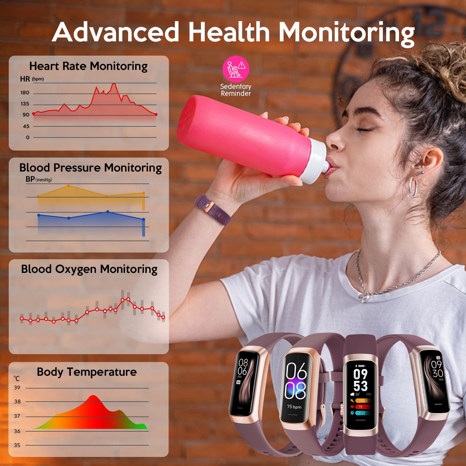 Fitness Tracker for Men Women,Smart Watch with Blood Pressure Heart Rate & Sleep Monitor IP67 Waterproof Step Calorie Counter Pedometer Fitness Activity Watch Health Watches for Android iOS Phone
