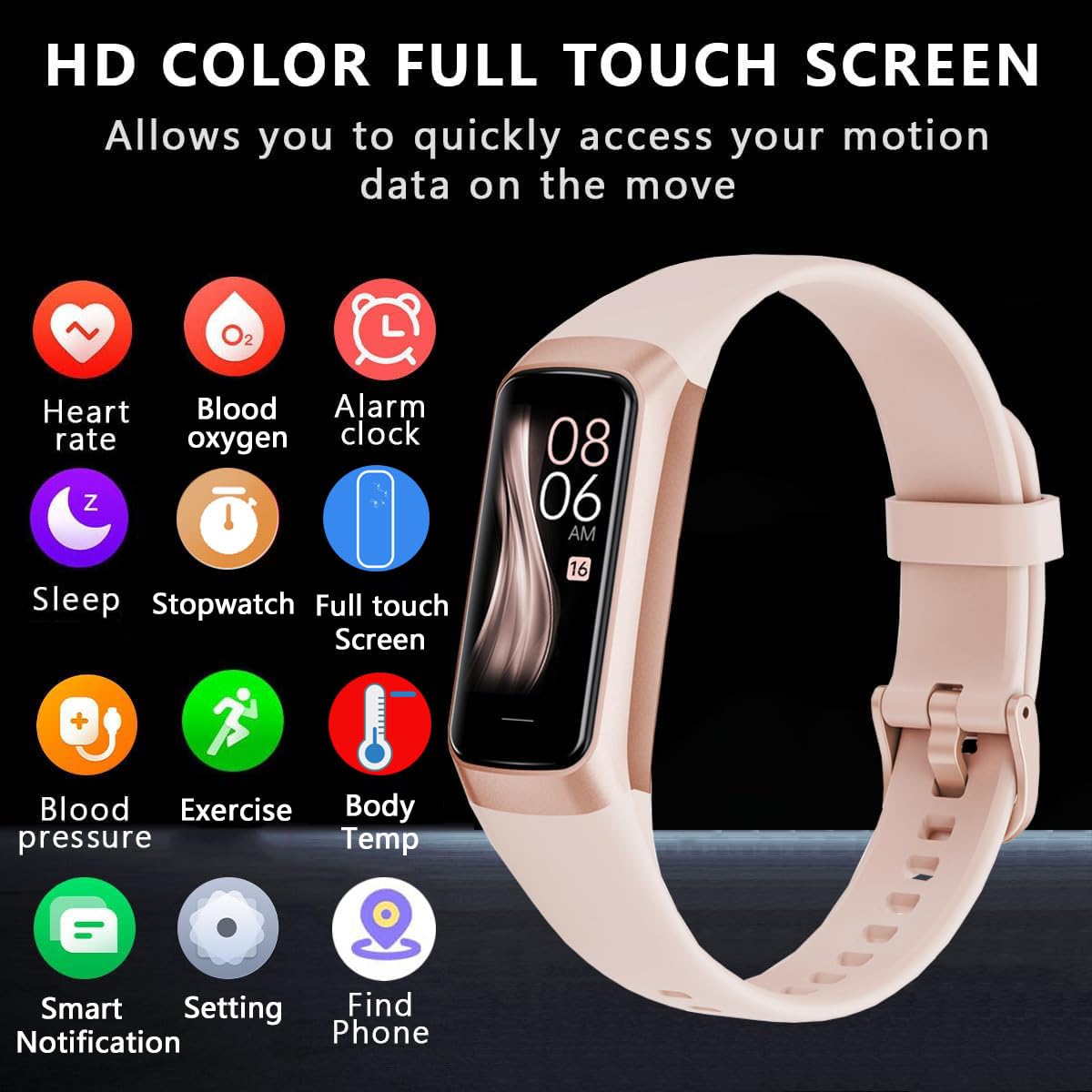 Fitness Tracker with Heart Rate/Blood Oxygen/Sleep Monitor, 20+ Sports Modes Smart Watches for Women/Men, Activity & Step Tracker Smart Watch for Android/iOS Phones (Black)