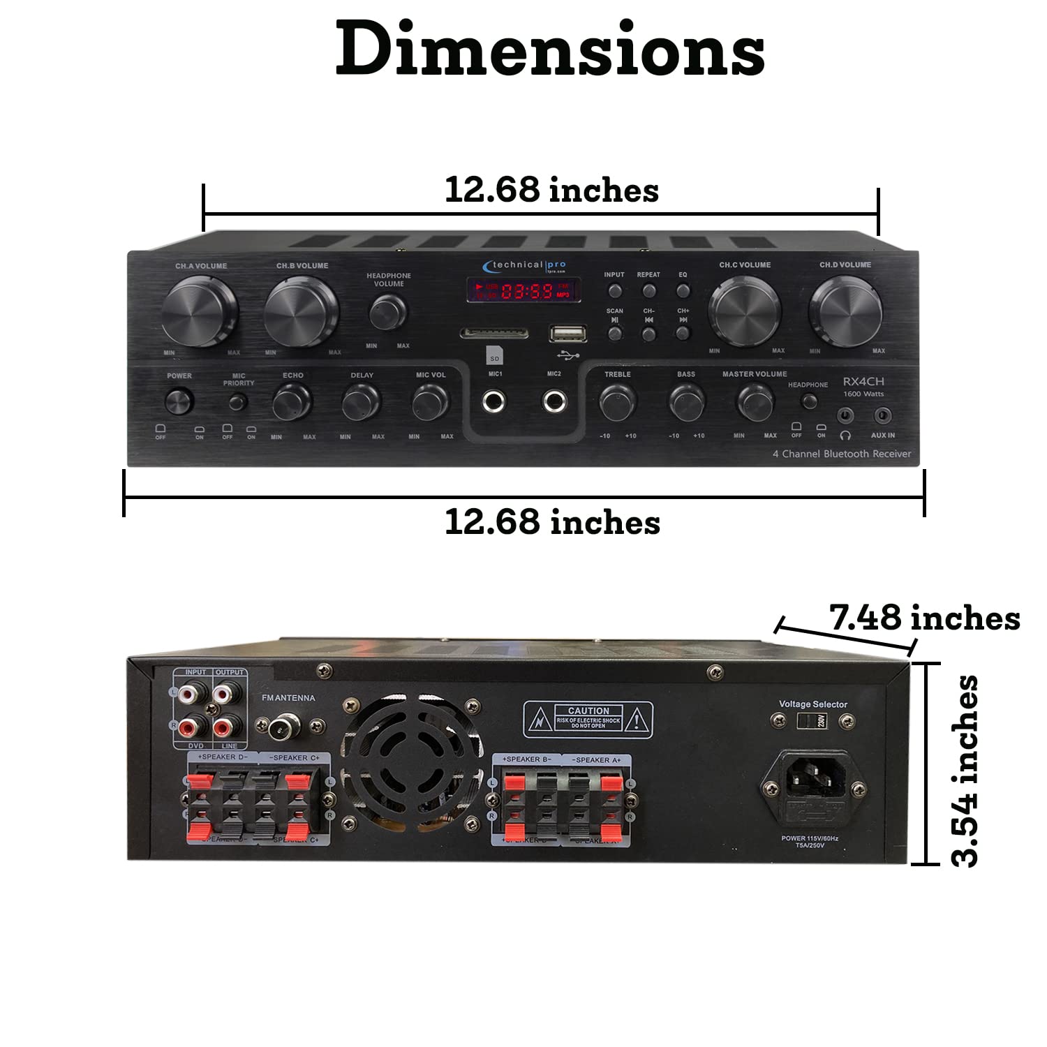 Home Theater System Kit with 1000 Watts 4-Chanel Bluetooth Receiver & 8 Qty 6.5