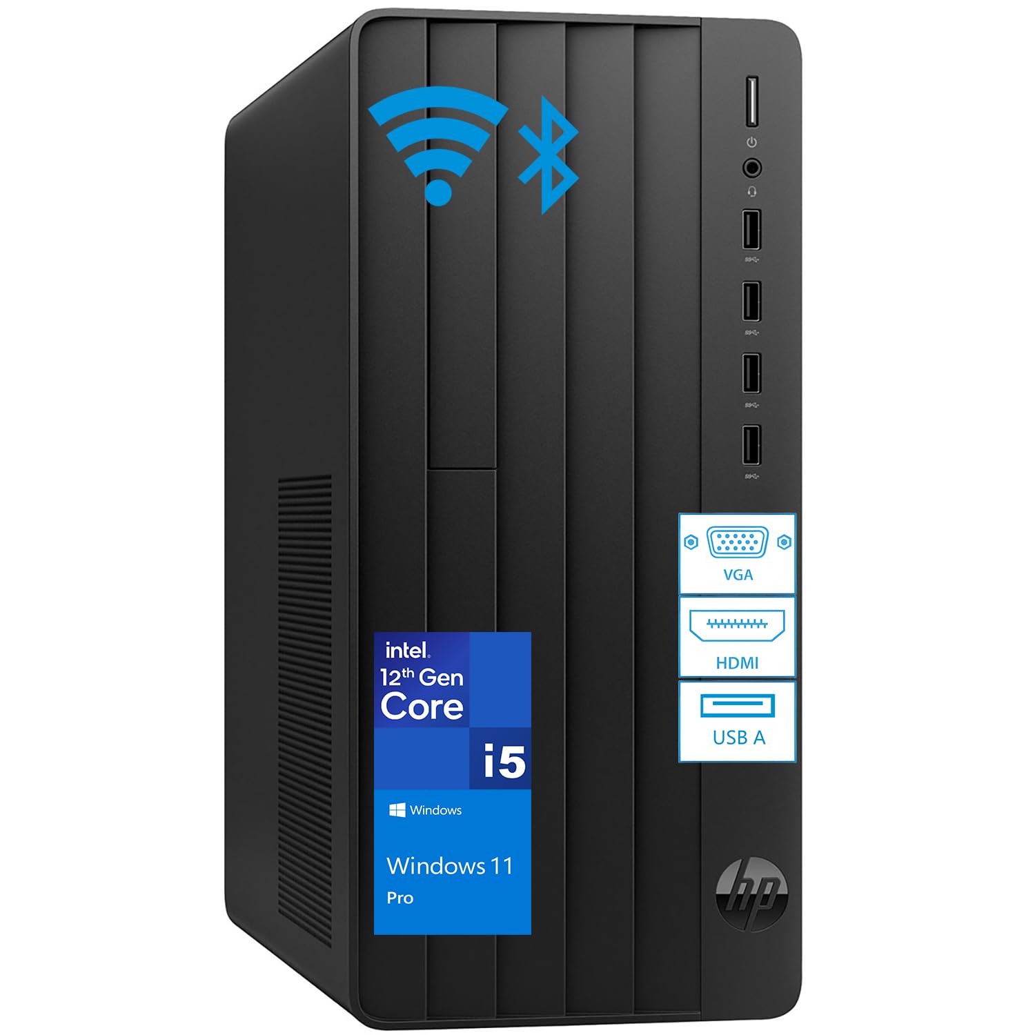 HP Tower PC Desktop Computer for Home Business Student, Intel 6-Core i5-12500 (Beat i7-11700), 32GB DDR4 RAM, 1TB PCIe SSD, WiFi, Bluetooth, RJ-45, HDMI, VGA, Keyboard and Mouse, Windows 11 Pro